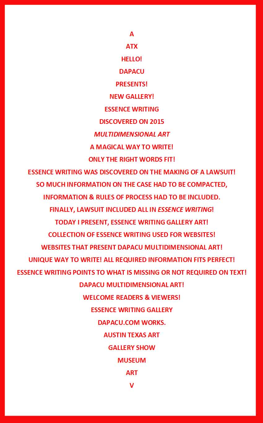 ESSENCE WRITING Art Gallery Museum Exhibition Austin Texas Arts